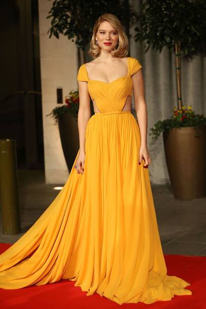 yellow red carpet gowns