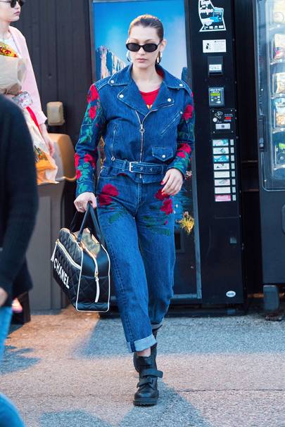 The One Styling Trick Bella Hadid Always Employs Wearing Doing Double Denim | British Vogue