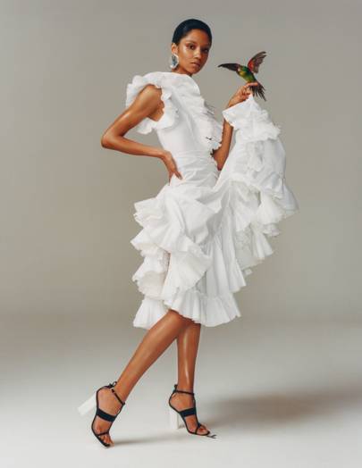 The Best White Ruffle Dresses To Now British Vogue 15 White Ruffle Dresses To Energise Your Summer Wardrobe