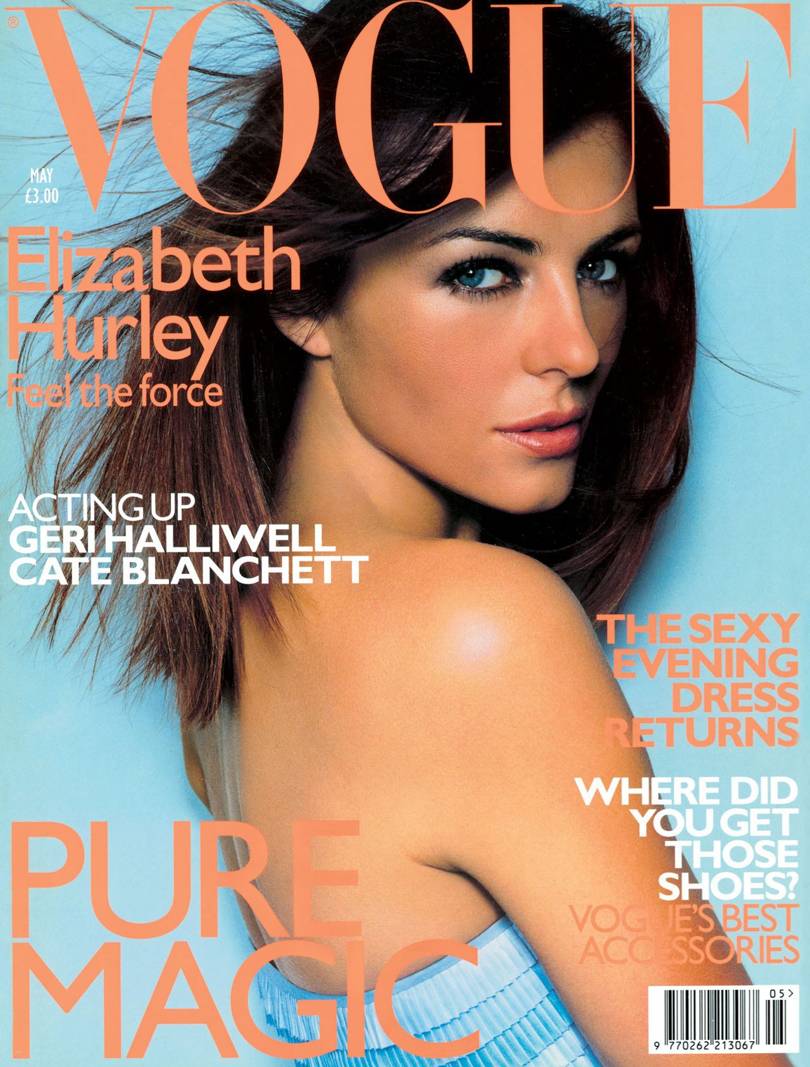 Elizabeth Hurley photographed by Mario Testino in Givenchy by Alexander McQueen, British Vogue, May 1999