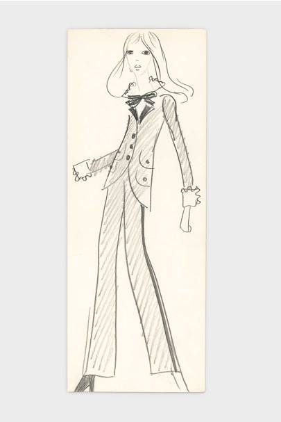 An original sketch by Saint Laurent of the very first 