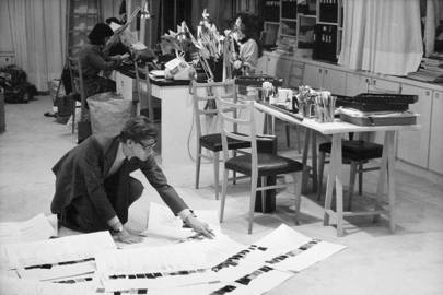 Yves Saint Laurent in his Paris atelier, 1986